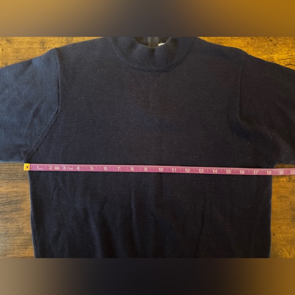 VTG Bleyle 100% Pure Merino Wool Navy Crew Neck LS Sweater Top - Picture 10 of 12